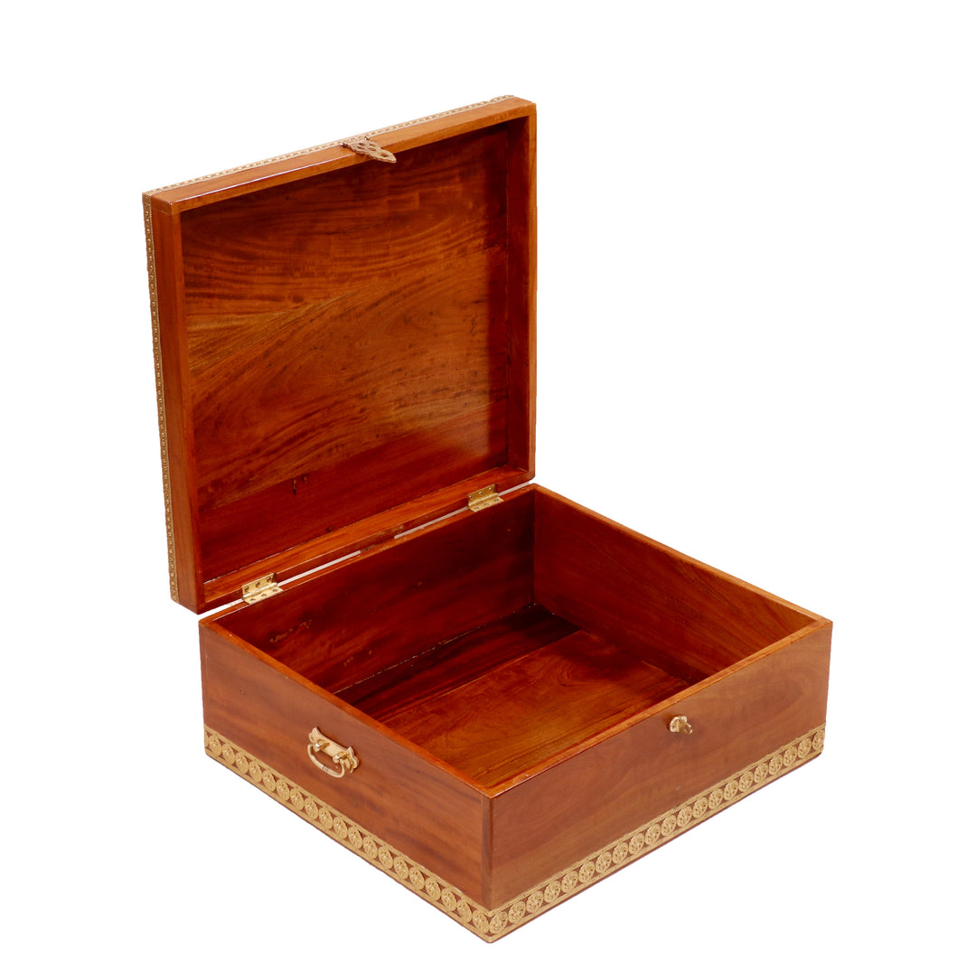 Brass Fitted Square Box Wooden Box