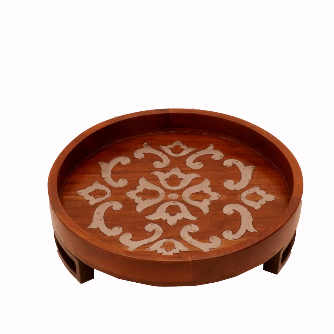 Inlay Patterned Round Tray Tray