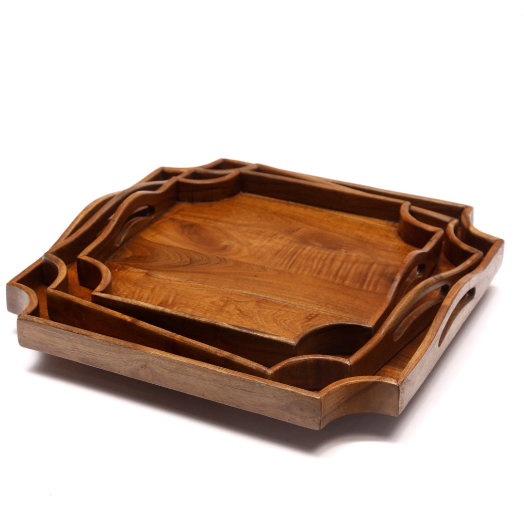 Wooden Abstract-shaped Tray Set Tray