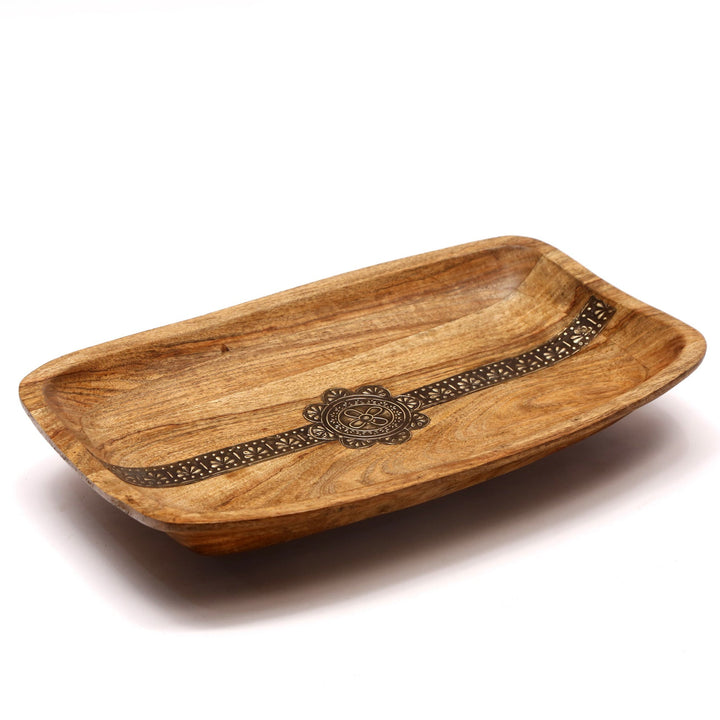 Metallic fitted wooden Tray Platter