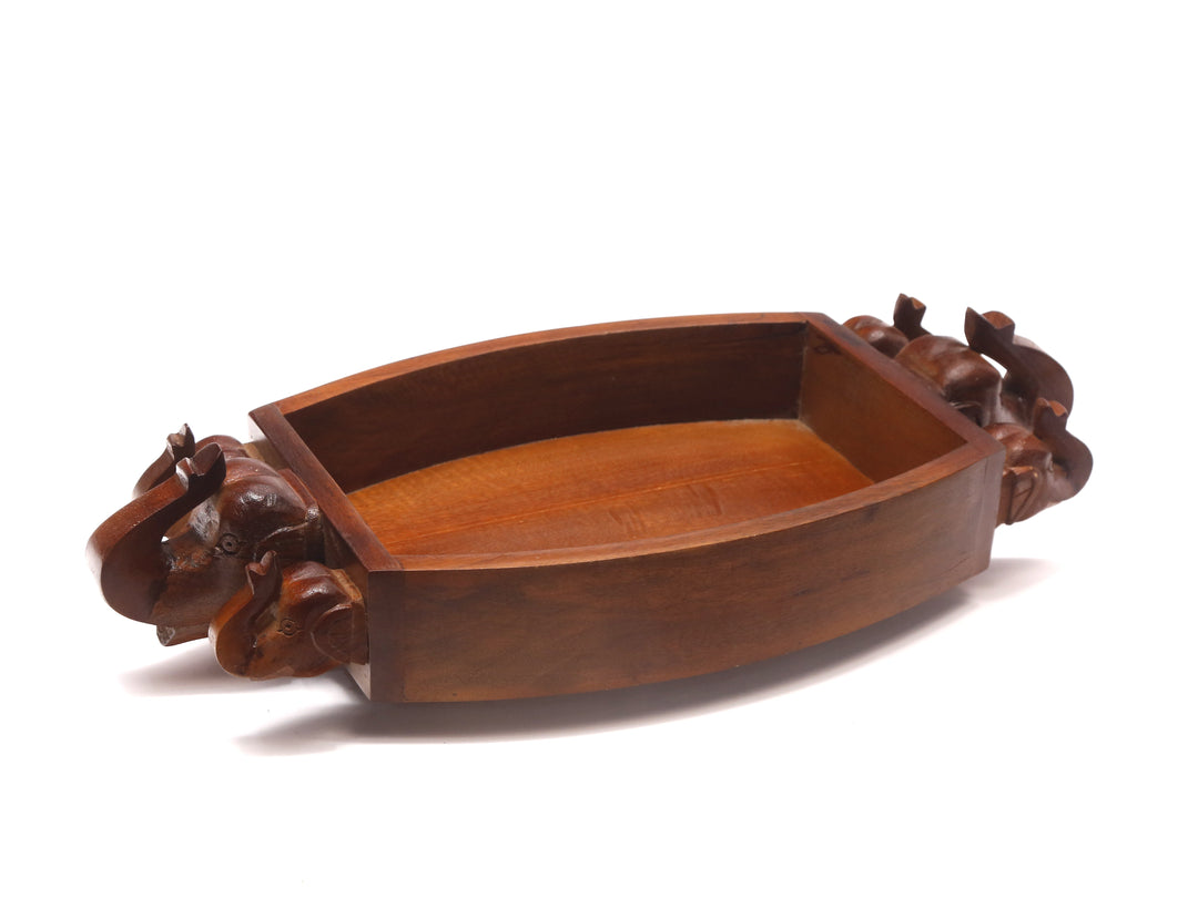 Wooden Elephant Handle Tray Tray