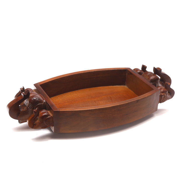 Wooden Elephant Handle Tray Tray