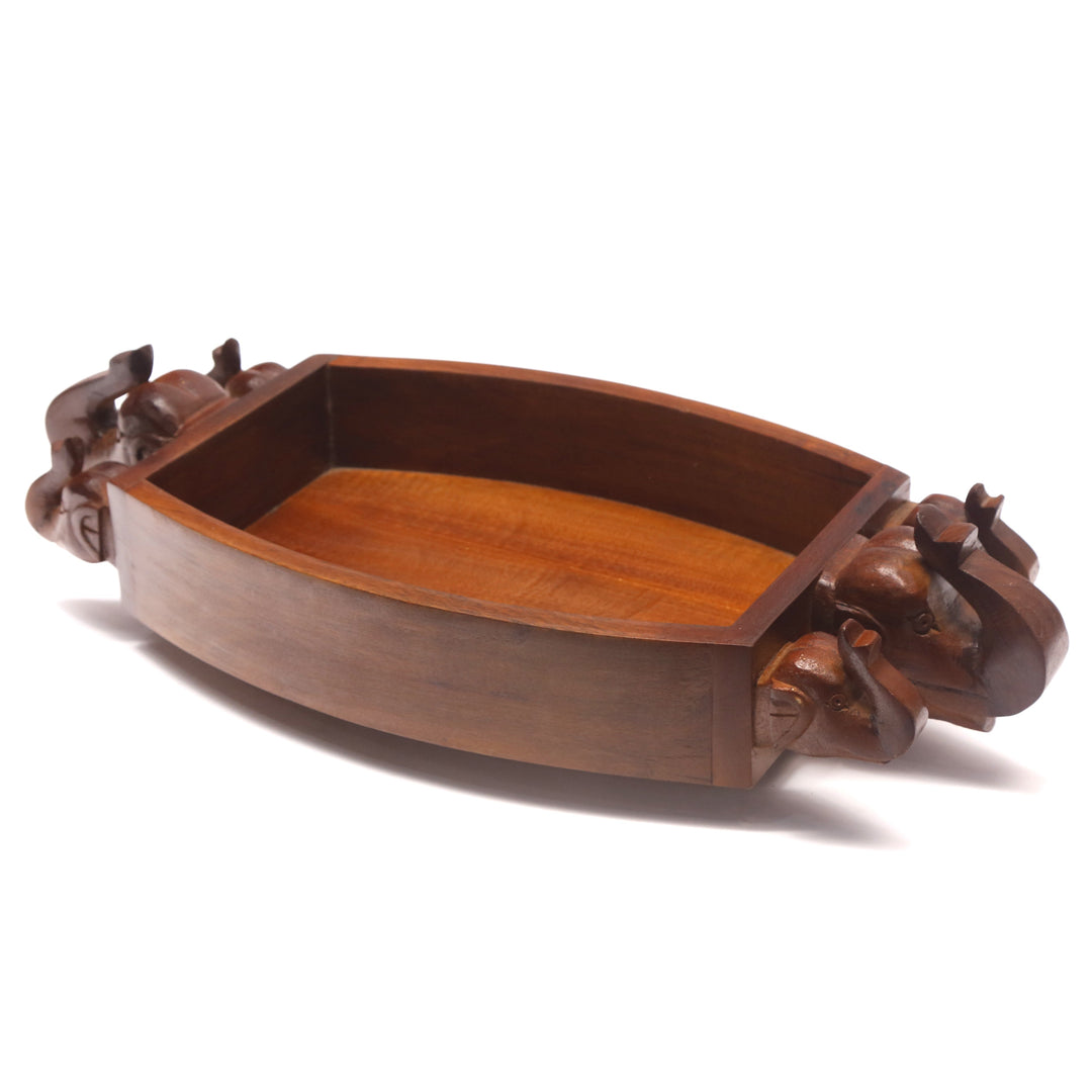 Wooden Elephant Handle Tray Tray