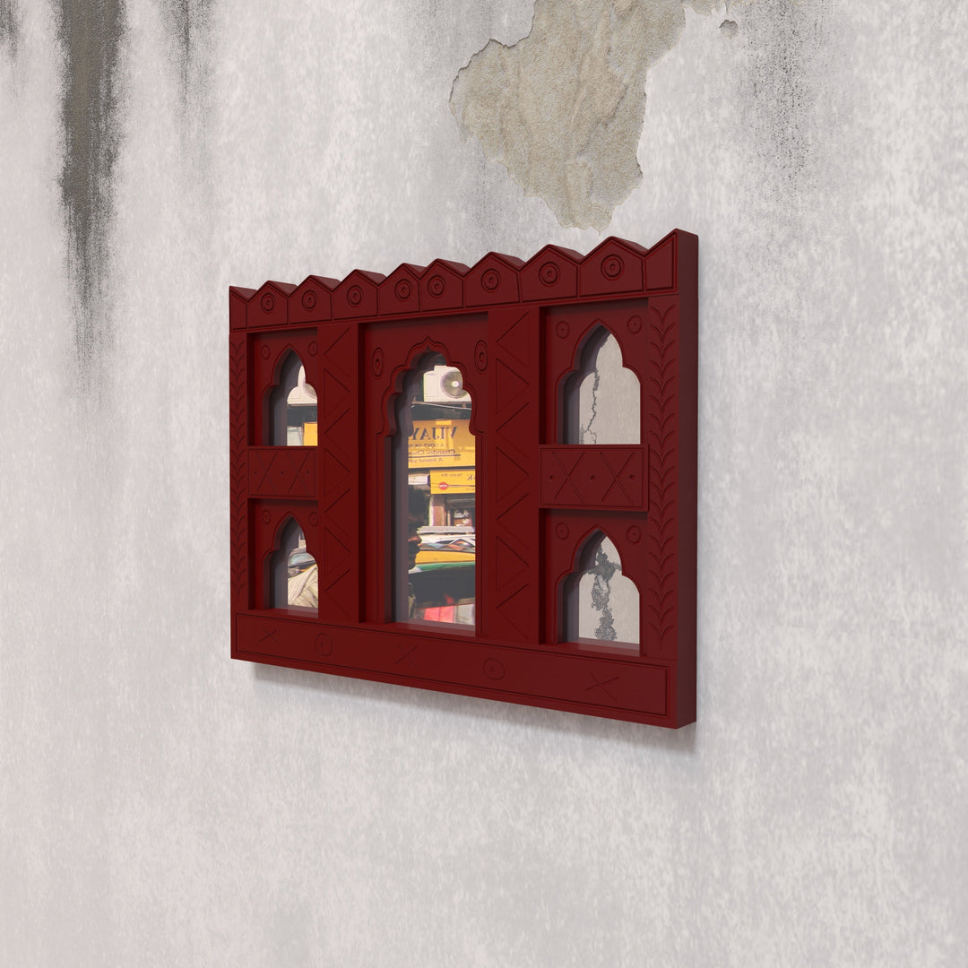 Rajasthani Vintage Style Window Frame Wall Décor – Red Finish Wall Decor
