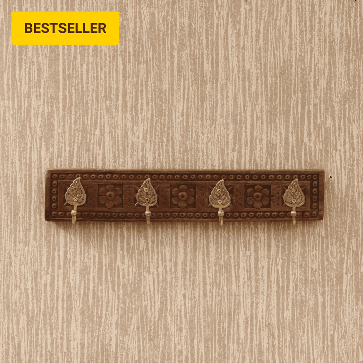 4 Hook Wooden Carved Cloth Hook Default Title Hook