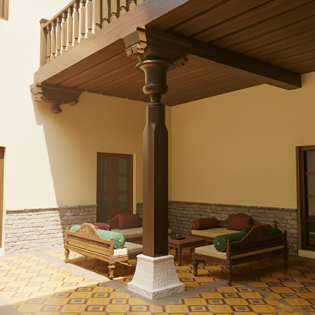 Handcrafted Decorative Wooden Pillar - Architectural Column Pillar